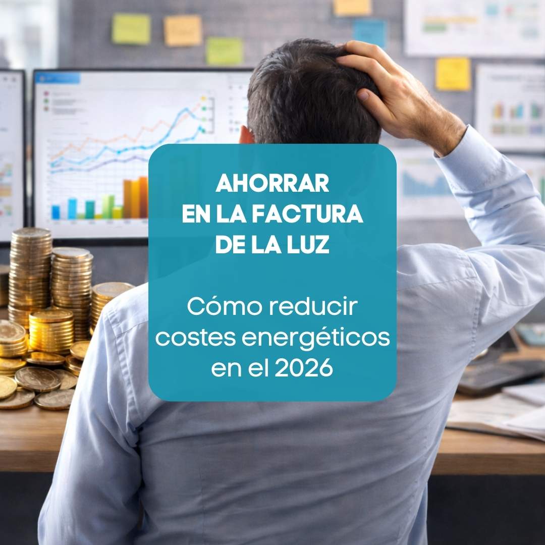 Profesional analizando gráficos de consumo energético empresarial para reducir costes energéticos en 2026